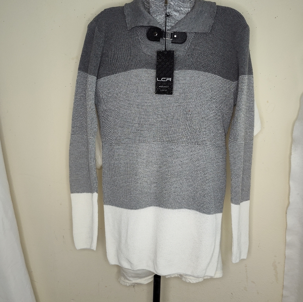 NWT LCR Black Edition Men Size XXL Premium Knit Grey White Long Sleeve Sweater